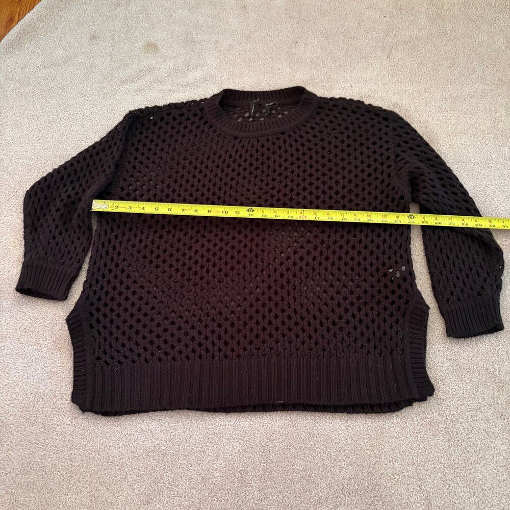 Black Crochet Open Knit Sweater - Park Tested Disneybound - Oversized Boho Mesh - Picture 3 of 4
